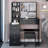 37" Middle Size Left Bedside Cabinet Vanity Table + Cushioned Stool, Extra Large Right Sliding Mirror, Multi Layer High Capacity Storage, Practical Fashionable Dresser, Suitable For Middle Space-1456487379