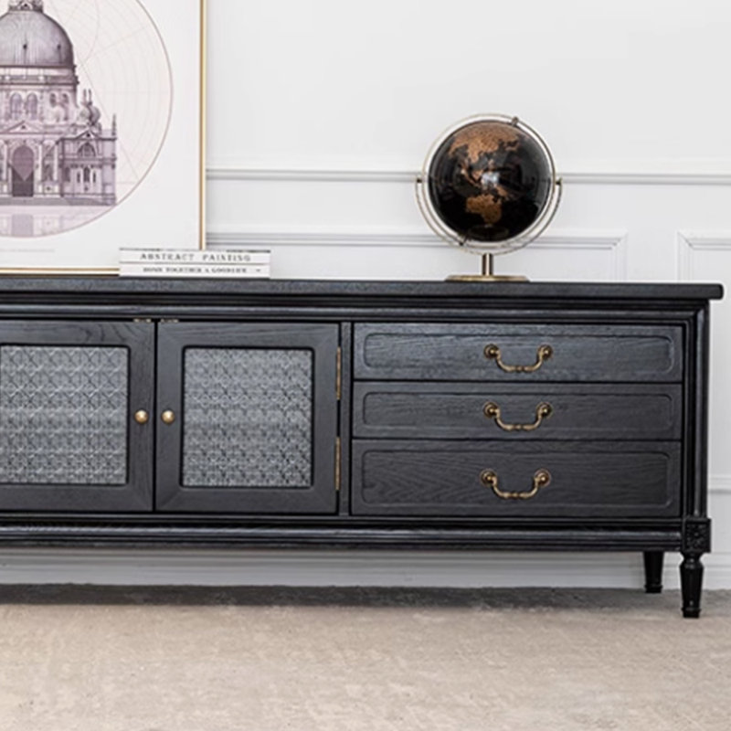 Meuble télé noir rétro haut de gamme, H 25,59 po x L 78,74 po x l 17,71 po