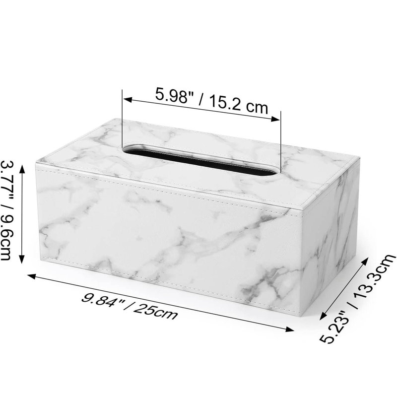 Tissue Box Cover, White/Light Grey