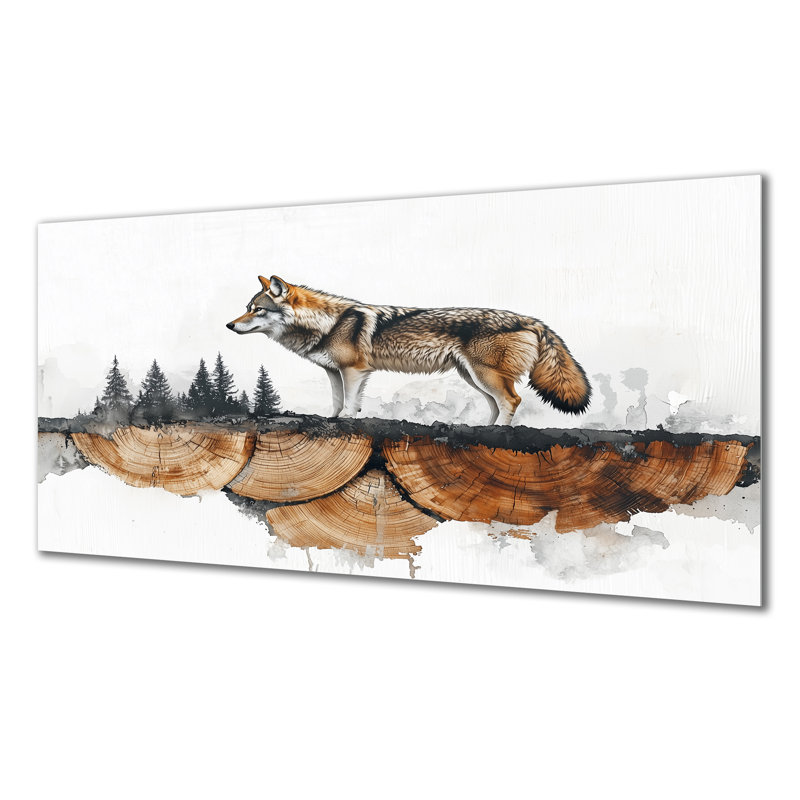 Loup, gardien de la forêt I - loup, impression murale sur métal, H 28 po x l 60 po