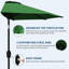 Parasol de marché demi-rond 9 pi avec levier à manivelle et bouton poussoir inclinable en vert foncé-1759677722
