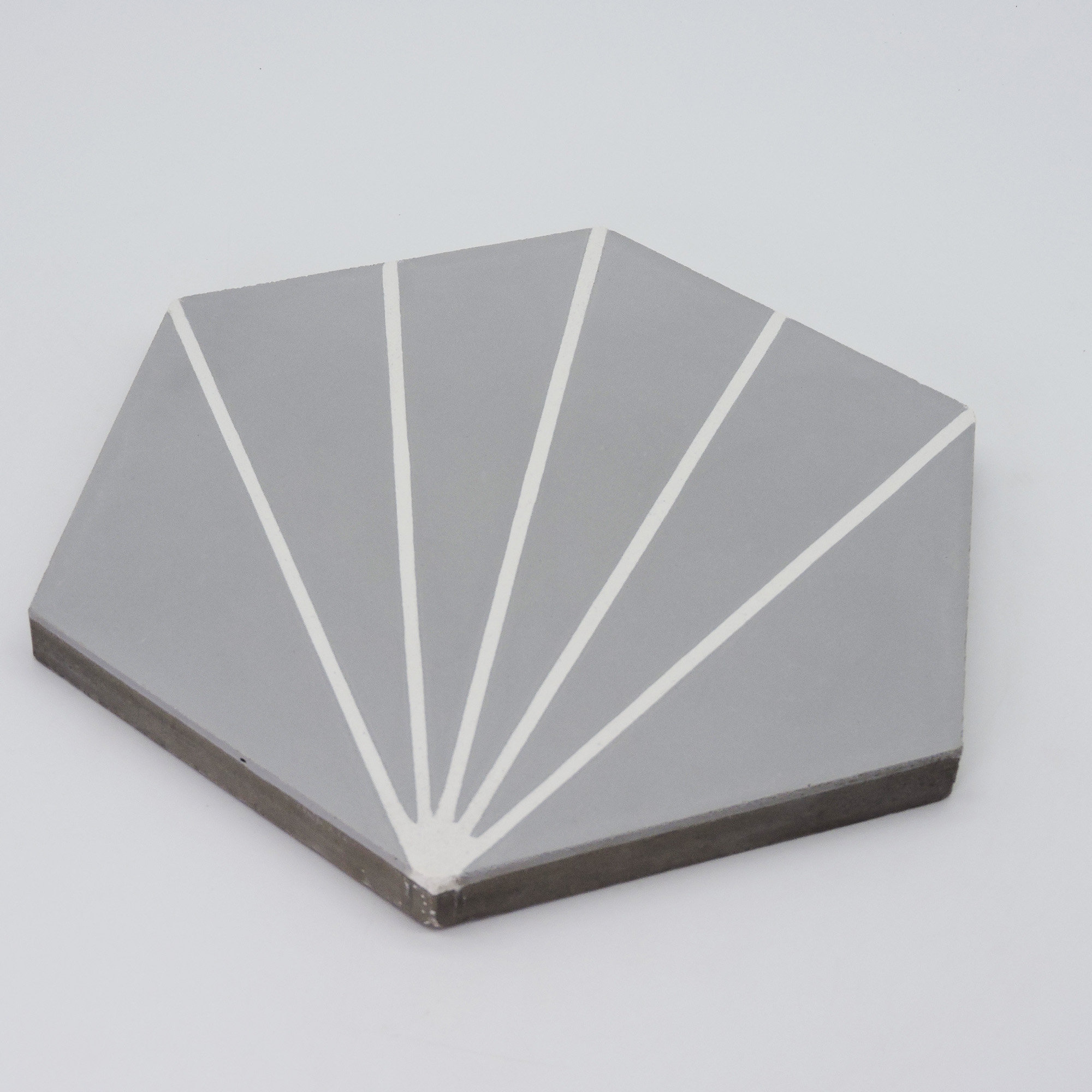 Menara 8" x 9" Cement Patterned Wall & Floor Tile, Gray/White