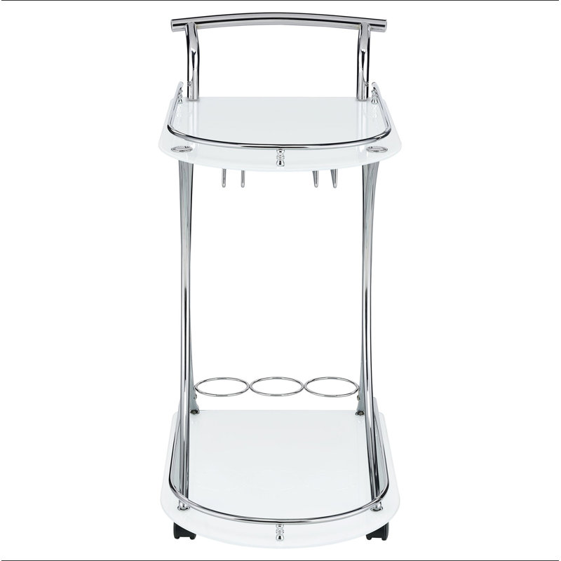 Chariot-bar chromé à 2 niveaux, White, White