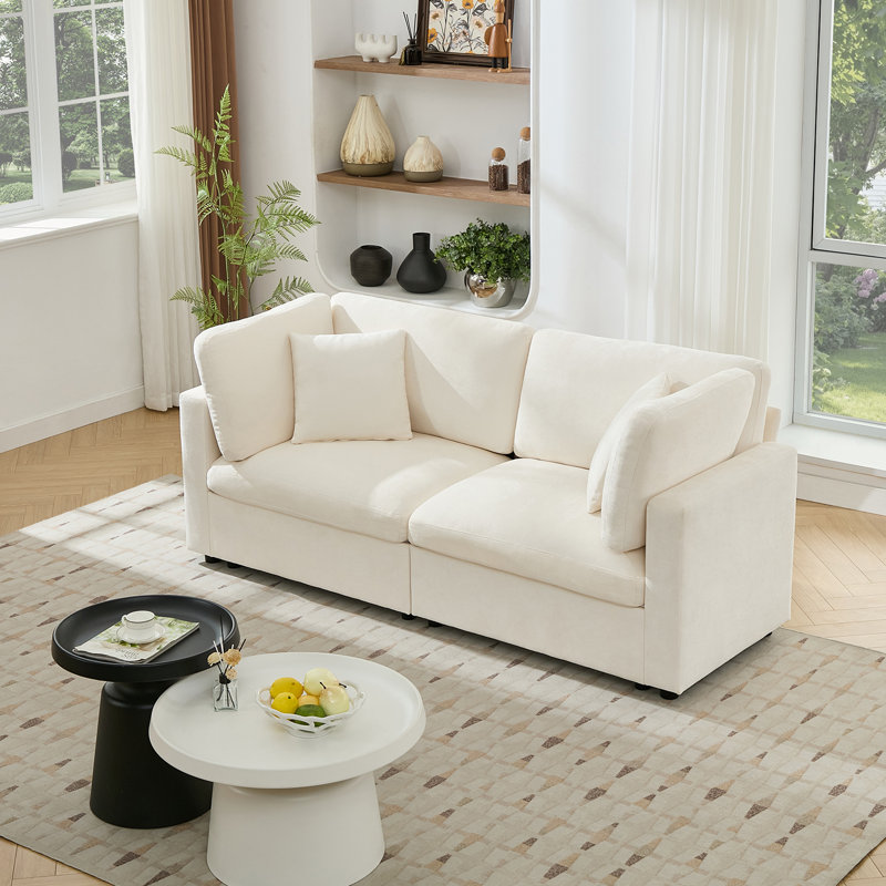 Canapé modulaire surdimensionné à 82 places l 82,7 po, Chenille beige
