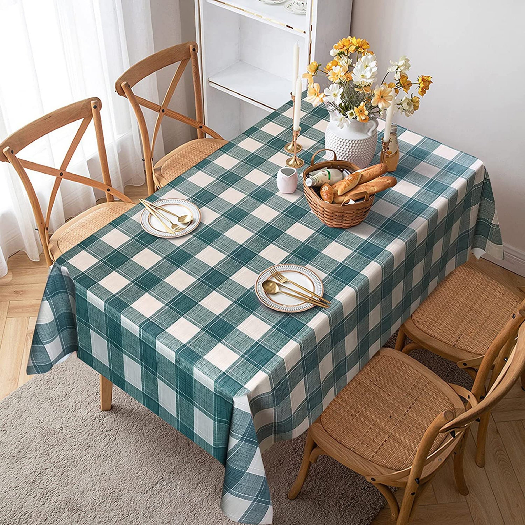 Gracie Oaks Green Checkered Pattern Vinyl Tablecloth & Reviews ...