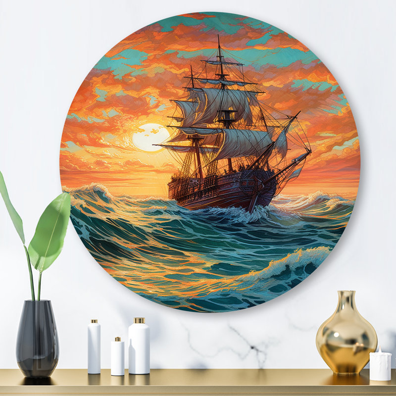 «Haslet Brown Ship On The Seas I», reproduction sur métal, H 29 po x l 29 po x P 1 po