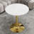 27.6-Inch Gold Coffee Table, Mid-Century Modern Style Dining Table, Accommodates 2-4 People, Featuring A Round White-Veined Marble Tabletop, Suitable For Various Settings.