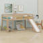 Lit simple mezzanine bas avec glissade, échelle, barrières de sécurité-2004822514