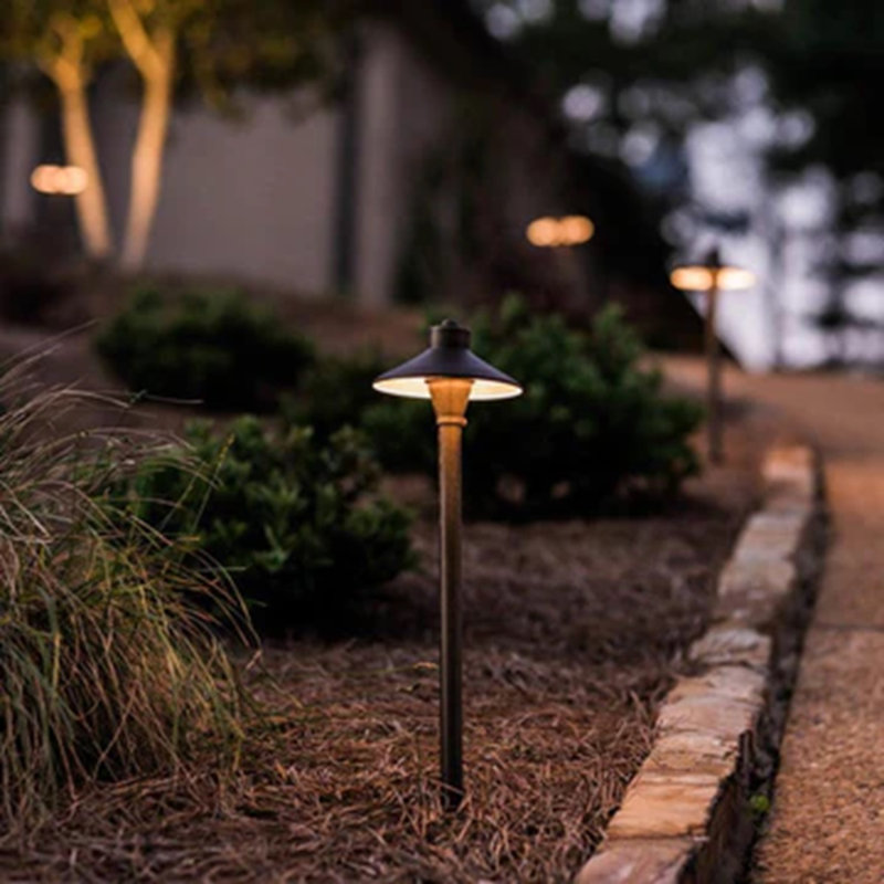 Brass Mushroom LED Pathway Light with Warm White Bulb
