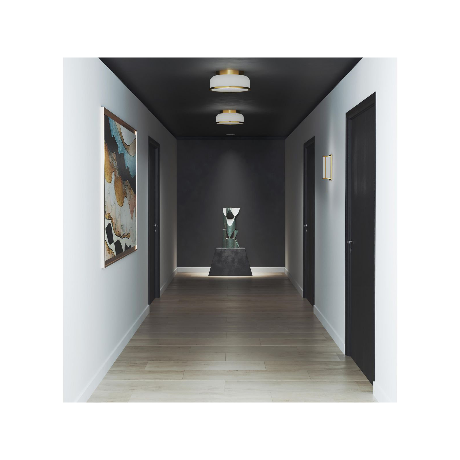 2 Light Glass Dimmable Flush Mounted Sconce, Brushed Bronze
