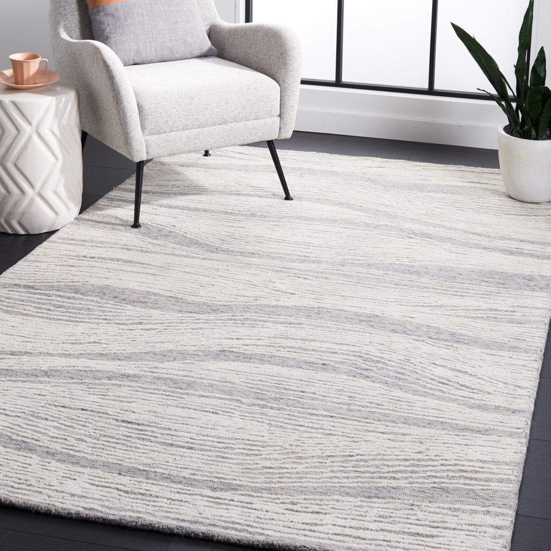 Metro Hand Tufted Area Rug In Grey / Ivory