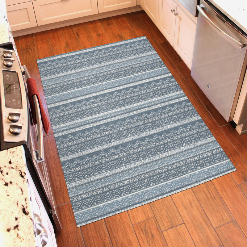 Un-Rug Kamara Chambray Low Profile Kitchen Mat by Matterly, Rectangle 4' x 6'