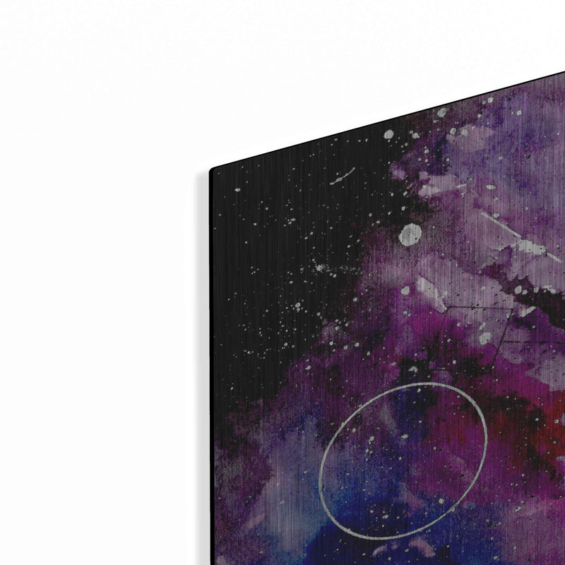 «Watercolor Nebula Fushia» par Craig Snodgrass, art mural en métal, 48 po x 16 po, H 12 po x l 36 po