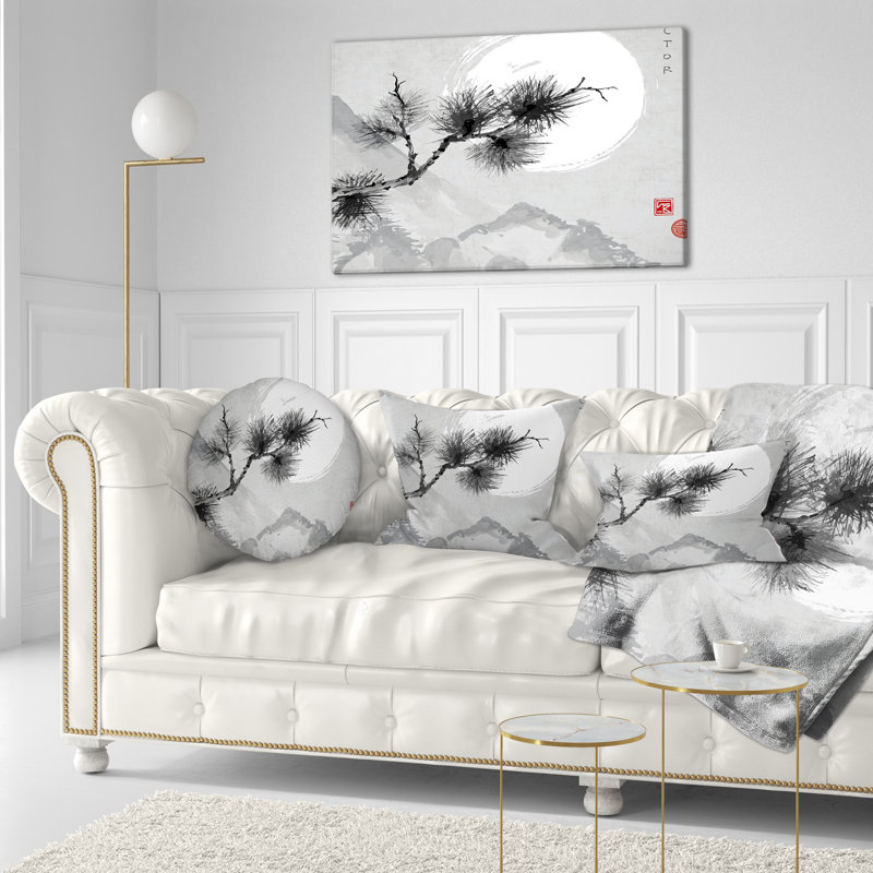 Branche de pin - coussin à imprimé floral, Rectangulaire, 12 po x 20 po