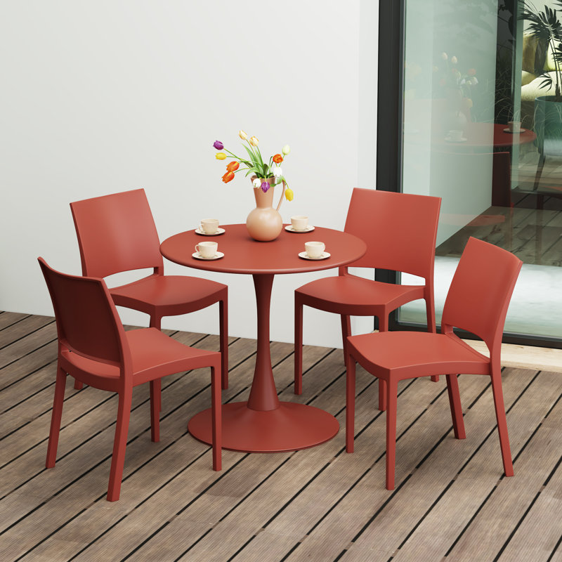 Outdoor Round Dining Set, Red