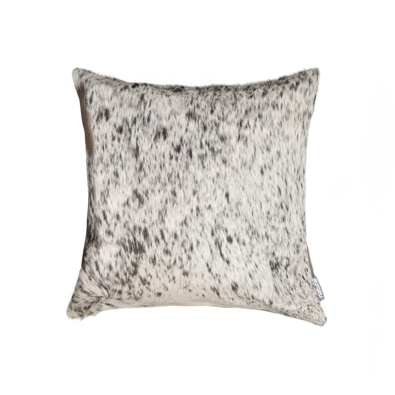 Torino Animal Print Leather/Suede Throw Pillow, Gray/White
