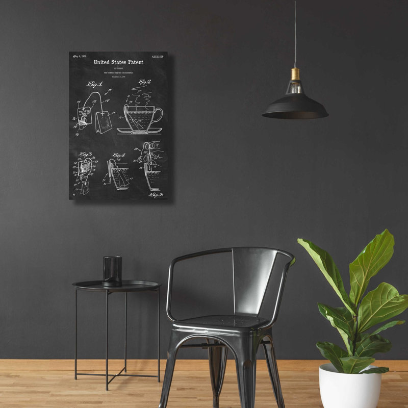 «Tea Bag Blueprint Vernis Chalkboard», art mural en verre acrylique, H 36 po x l 24 po x P 0,2 po