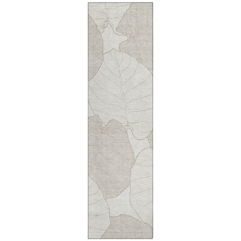 Machine Washable Indoor/Outdoor Chantille ACN2506 Floral Rug, Runner 2'3" x 7'6", Ivory