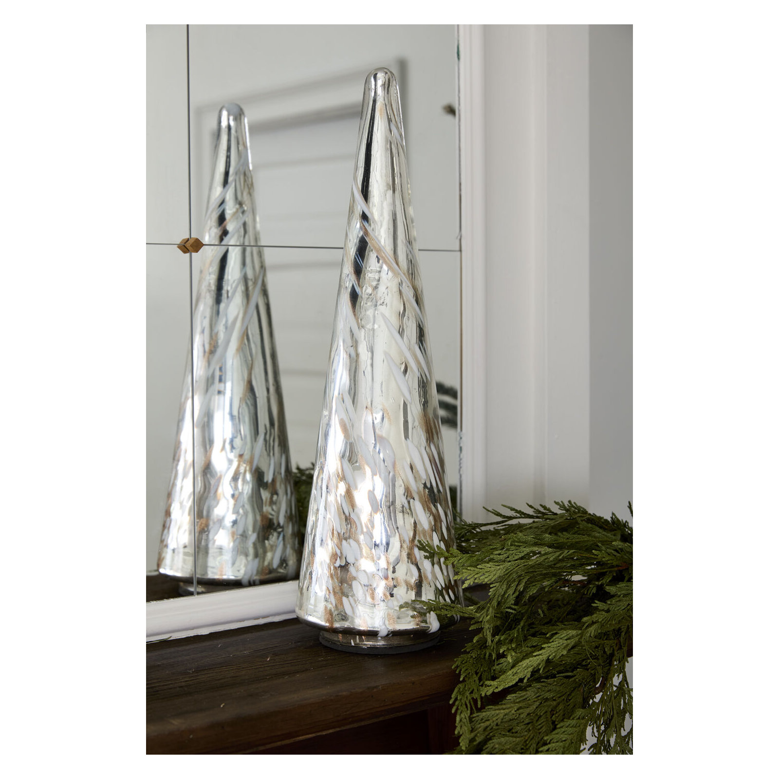 Shiny Tree 5.5"x 18", Silver, 18" H x 5.5" W x 5.5" D
