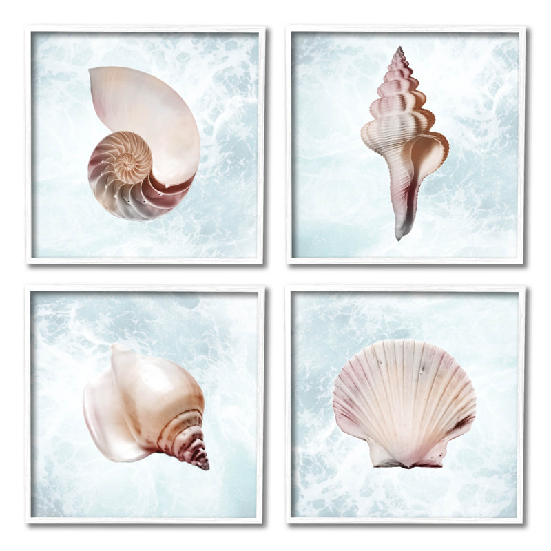 «Under Life Sea Life Shells», ensemble de 4 giclées par Marcus Prime, H 12 po x l 12 po x P 1,5 po
