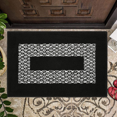 Home Decor Luxury Non-Slip Rubber Backing Safety Soft Runner Area Carpet Floor Area Rug Indoor Interior Accent Decorative Mat, Black Colour Diamond Design, 20 x 32 Inch