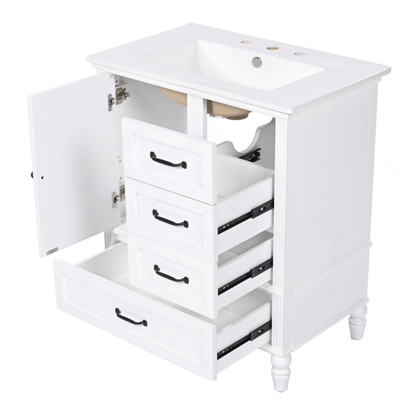 Luxueux meuble-lavabo avec caractéristiques haut de gamme et beaucoup de rangement pour un espace de salle de bain élégant et fonctionnel.