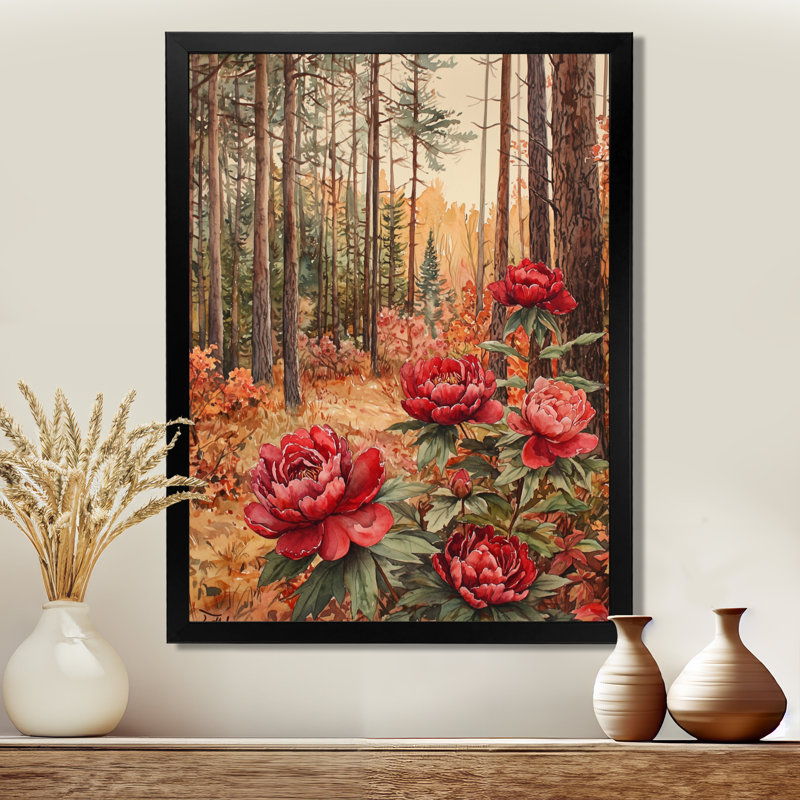 Gladwyn - impression sur toile florale, H 40 po x l 30 po, Reproduction encadrée d'une seule photo, Noir