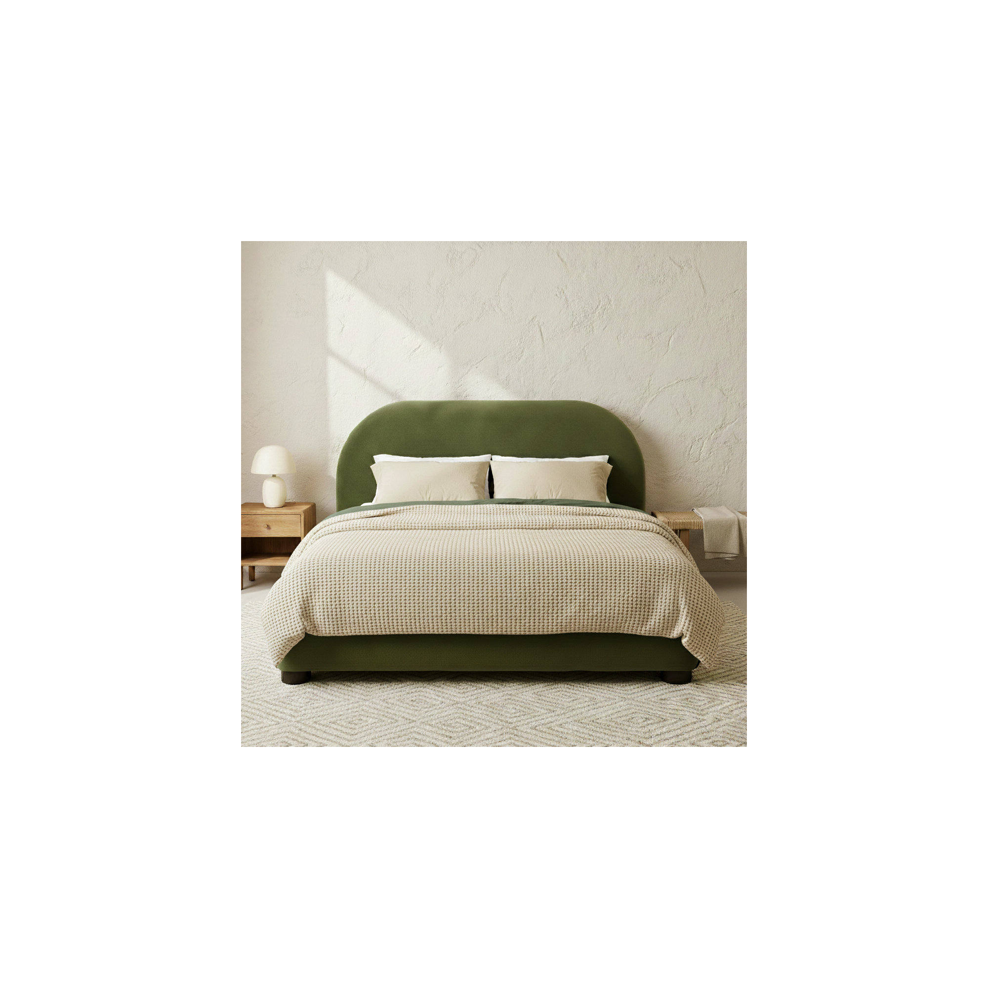 Tesso Upholstered Bed , Queen, Olive Green