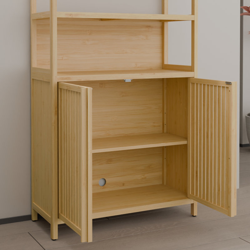Bamboo Bathroom Storage Cabinets with Multi - tiered Shelves