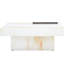 Table basse blanche 31,4 po x 31,4 po x 12 po avec ornement en marbre blanc perle élégant