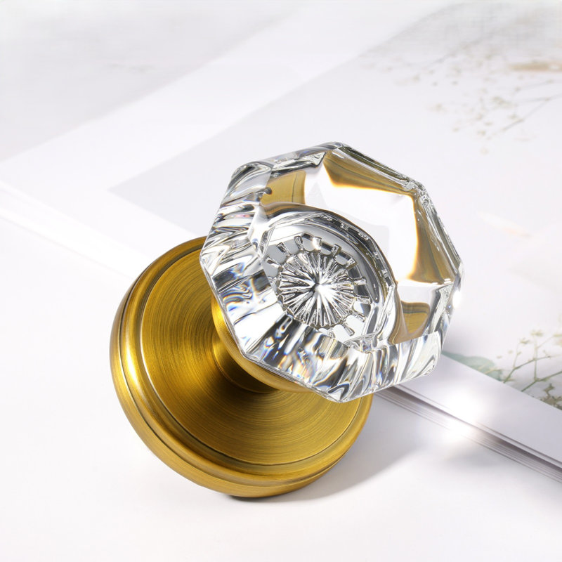 Boutons de porte d'intimité en cristal Coolnews Modern Grace Series, Laiton antique