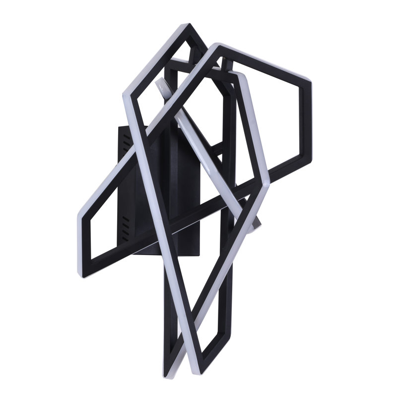 Modern 15 Light LED Black Geometric Wall Sconce, 20" H x 15.7" W x 11" D, Matte Black
