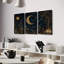 Reproduction d'art sur toile or, soleil, lune, étoile, paysage nocturne, ciel nocturne céleste-131353709
