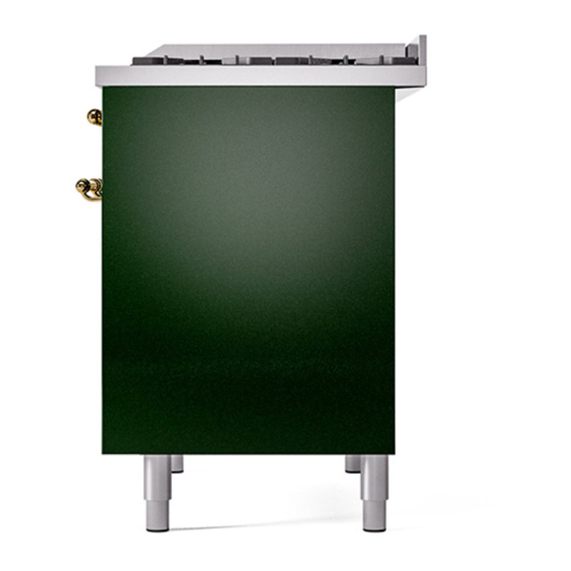 ILVE Nostalgie II 40 in Dual Fuel Range, Emerald Green/Brass, Liquid Propane