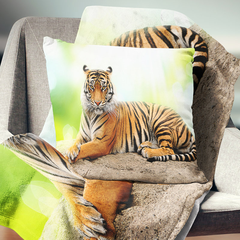 Tigre relaxant - oreiller imprimé animal, 16 po x 1 po, Coussin décoratif