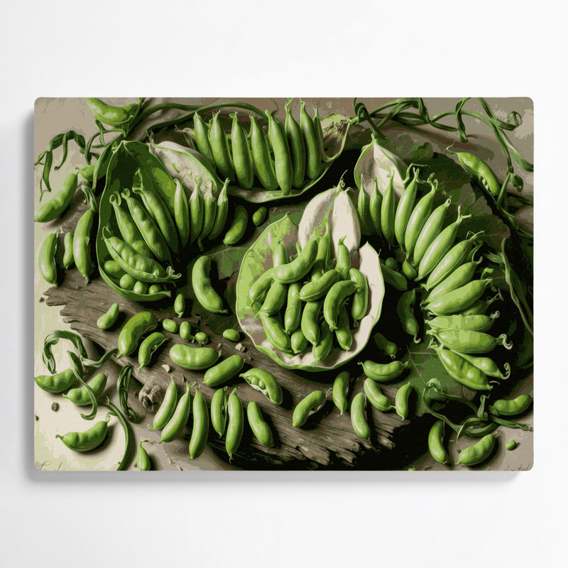 Légumes, fava, haricots, art mural en métal vert, H 12 po x l 18 po