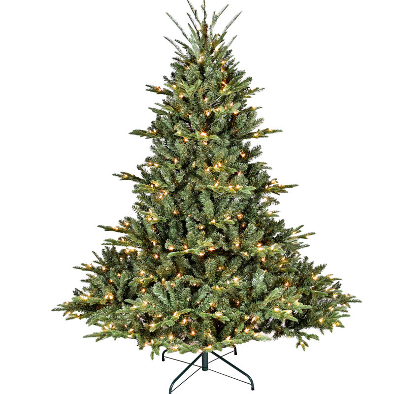 Arbre de Noël de 90 pouces avec 850 lumières Ul blanc chaud, 2441 pe / extrémités, base large pour les décorations de centre de table, support en métal stable