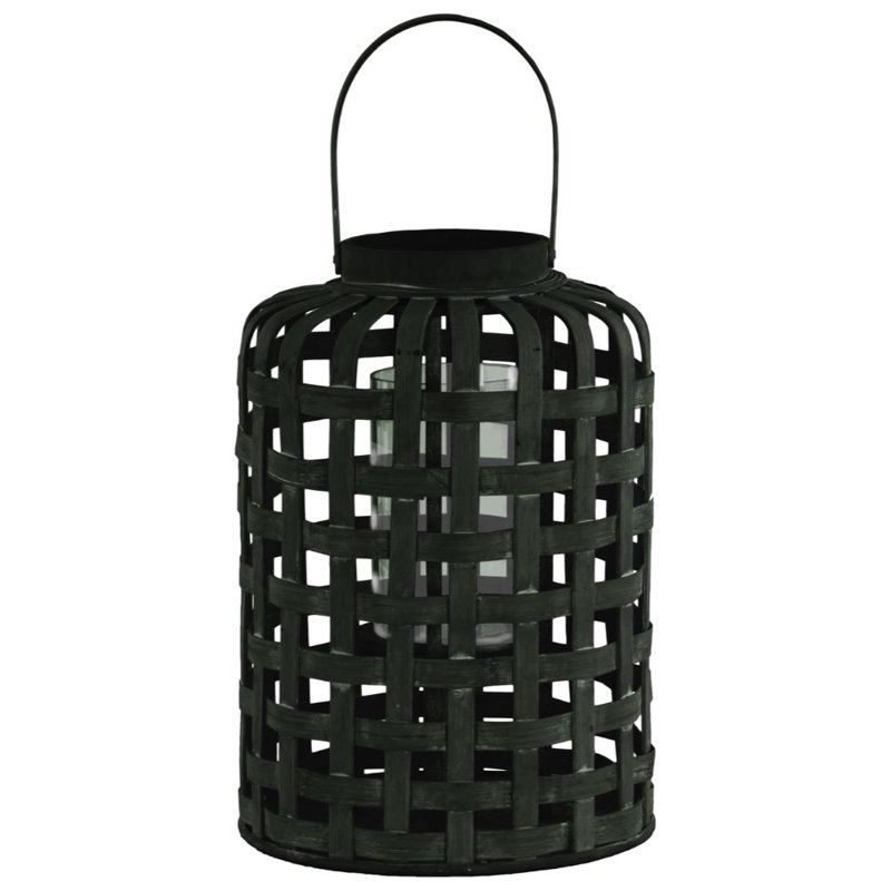 Wood Tabletop Lantern, 14.5" H x 10" W x 10" D, Black