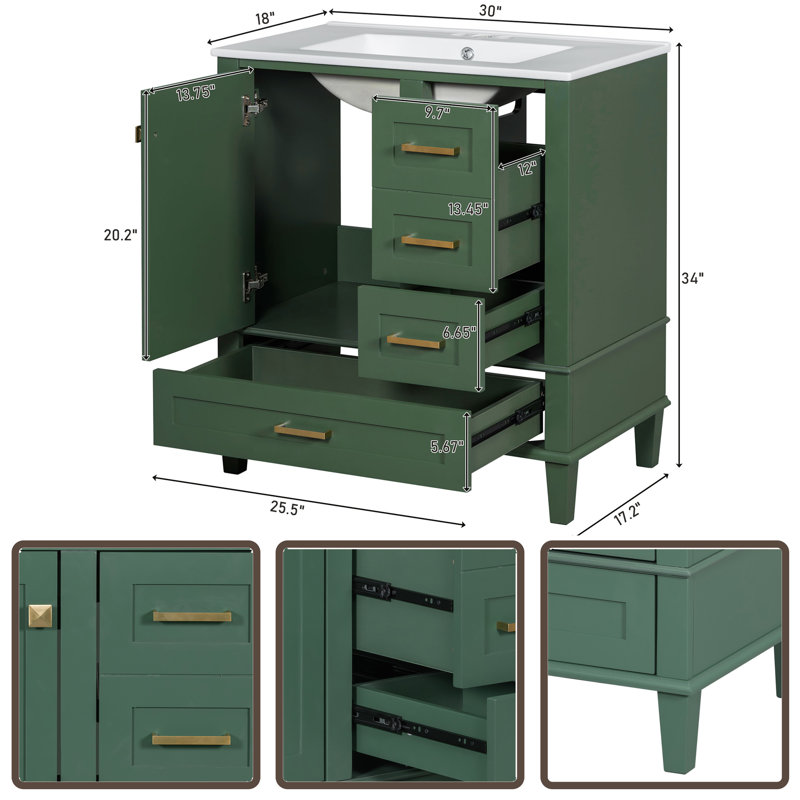 Meuble-lavabo simple 30 po avec dessus Sherrel