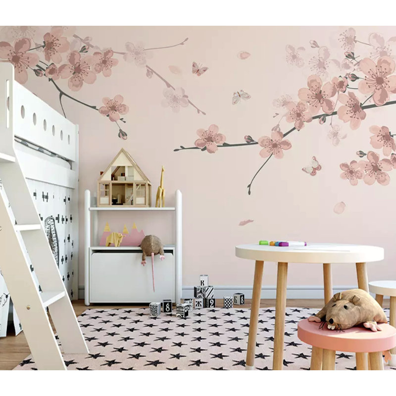 Papier peint texturé amovible fleur de cerisier Sakura, l 112 po x L 75 po