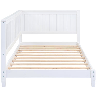 Twin Size Wood Daybed/ In White - Classic Design For Bedroom Comfort And Armrest Bed Elegant Mid-century Support