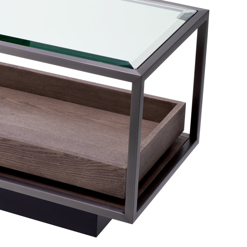 Roxton Glass Top End Table, Bronze/Gray