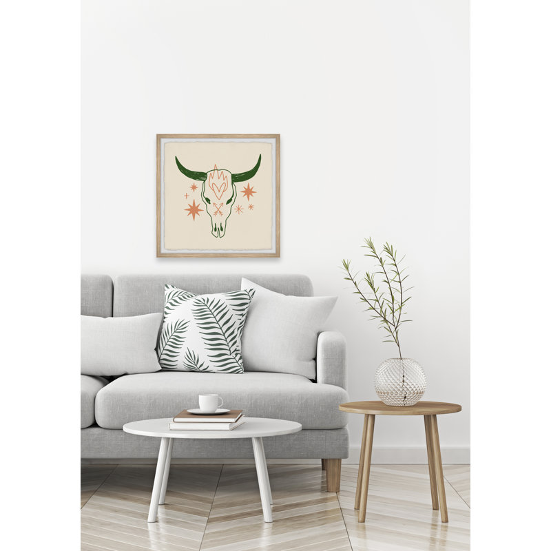 Skull With Green Horns by Marmont Hill - Single Picture Frame Painting, 61cm H x 61cm W x 3.81cm D