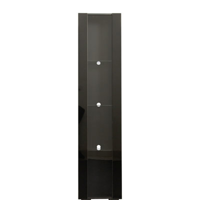 Armoire latérale noire avec lampe à bande en aluminium - grand espace de rangement et facile à nettoyer l 40 x P 29 x H 170 cm