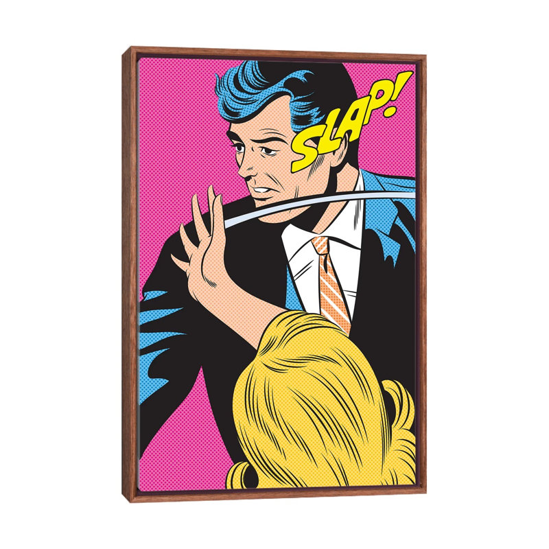 Slap! by Joseph McDermott - Print on Canvas, 101.6 cm H x 66.04 cm W, Classic Brown Wood Framed