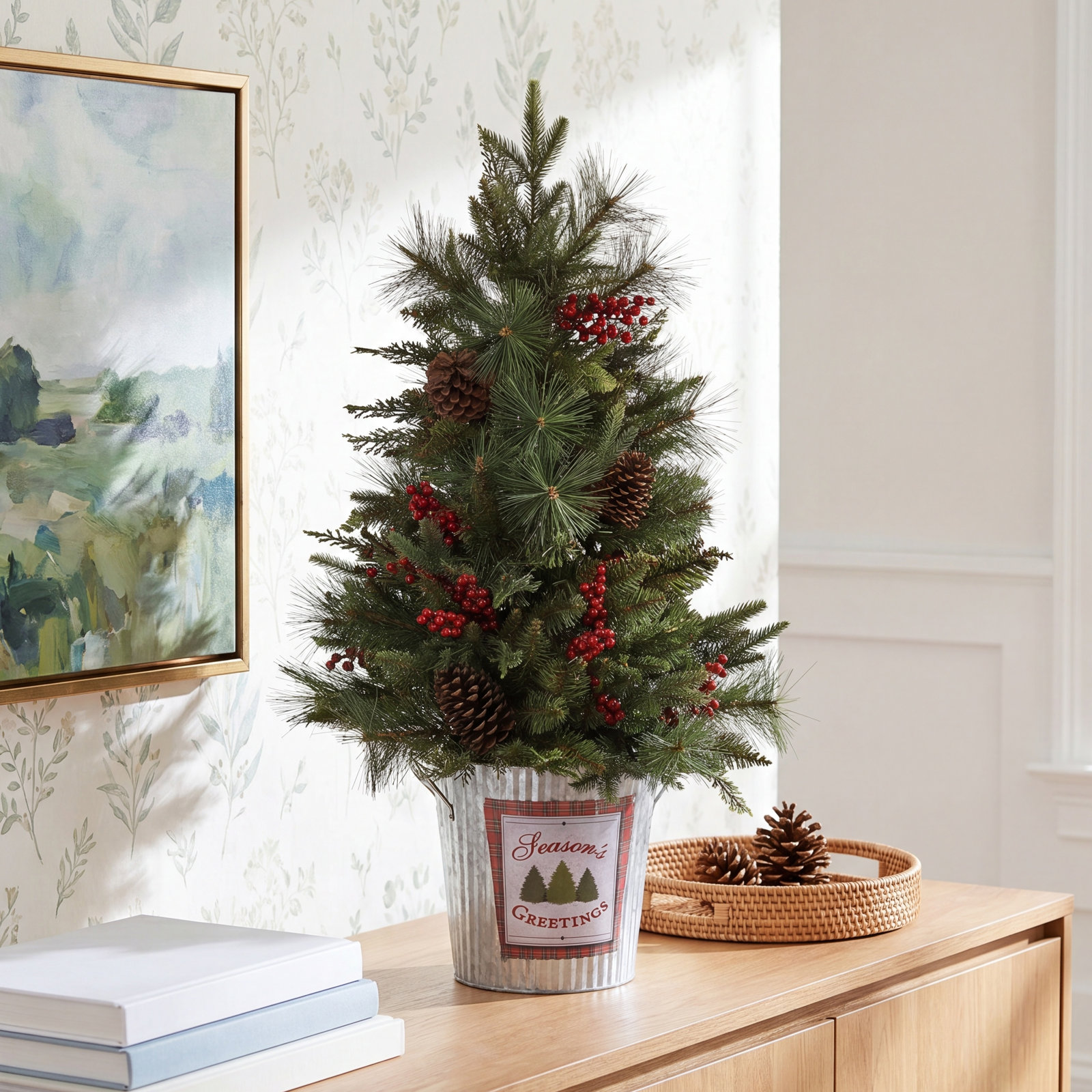 PVC Greenery Potted Berry Tabletop Tree