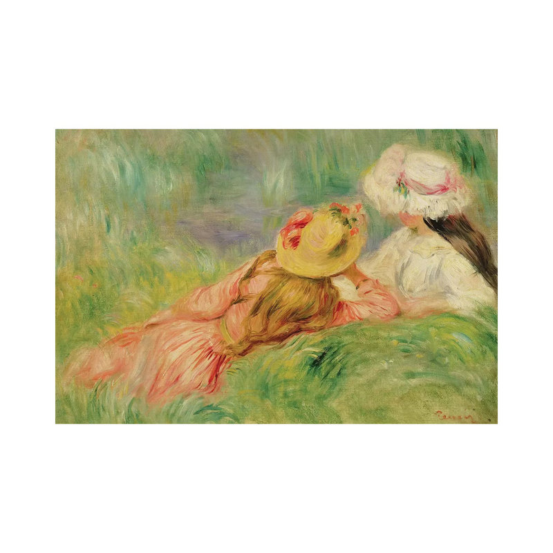 Young Girls On The River Bank by Pierre-Auguste Renoir - Wrapped Canvas Gallery-Wrapped Canvas Giclée