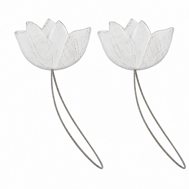 Embrasse de rideau tulipe en résine 2,1 po, Blanc / or