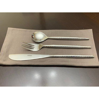 Hammered Stainless Steel 36 Piece Flatware Set, Service for 12