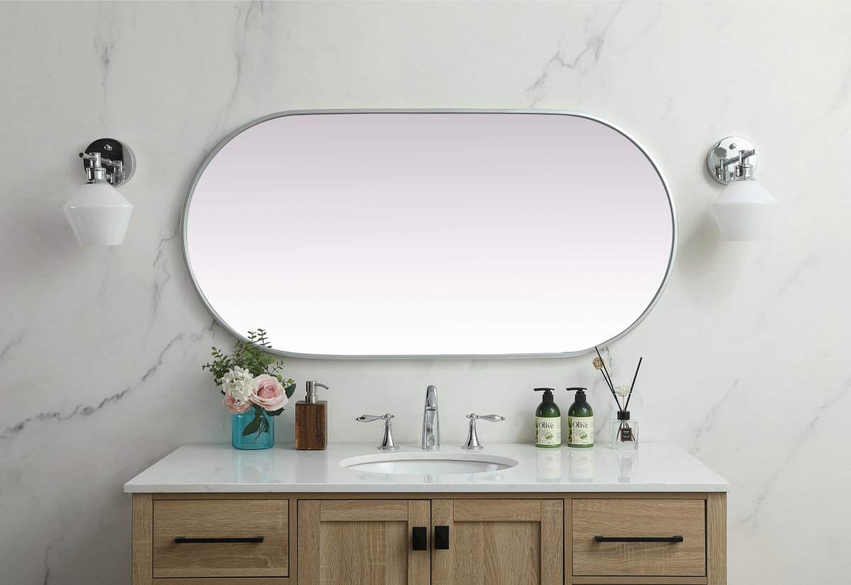 Elington Metal Oval Mirror, Silver, 48"  x 24" 